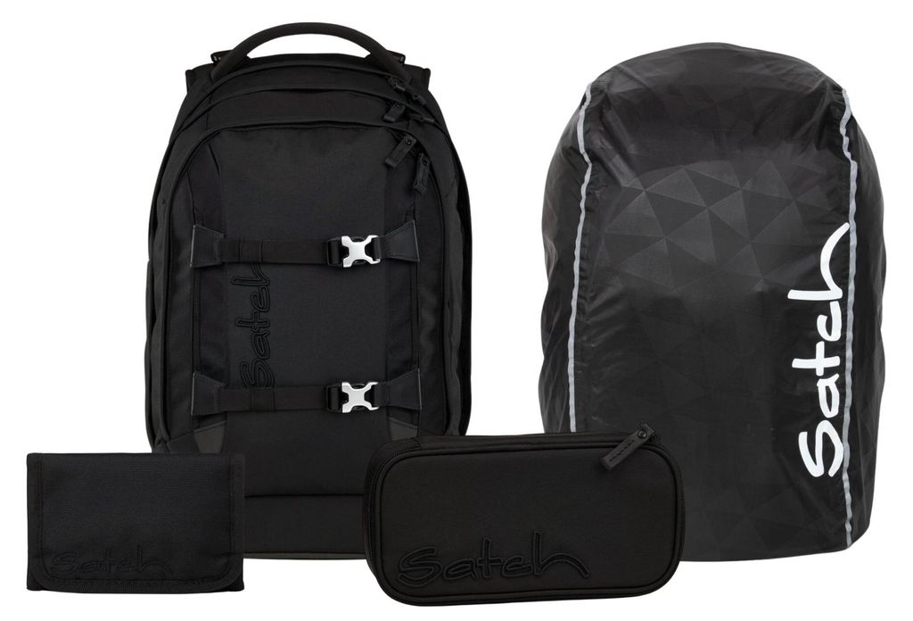 Satch, Schulrucksack-Set PACK Nordic Black 4-teilig, ab 5. Klasse