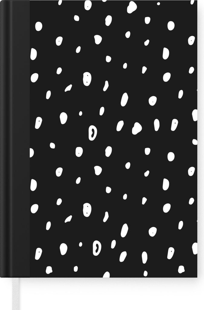 MuchoWow Notizbuch Tagebuch Haushaltsbuch Notebook A5 Schwarz - Weiß - Tupfen - Muster - Notizblock - Notizheft - Notebook - Schreibblock - Papier