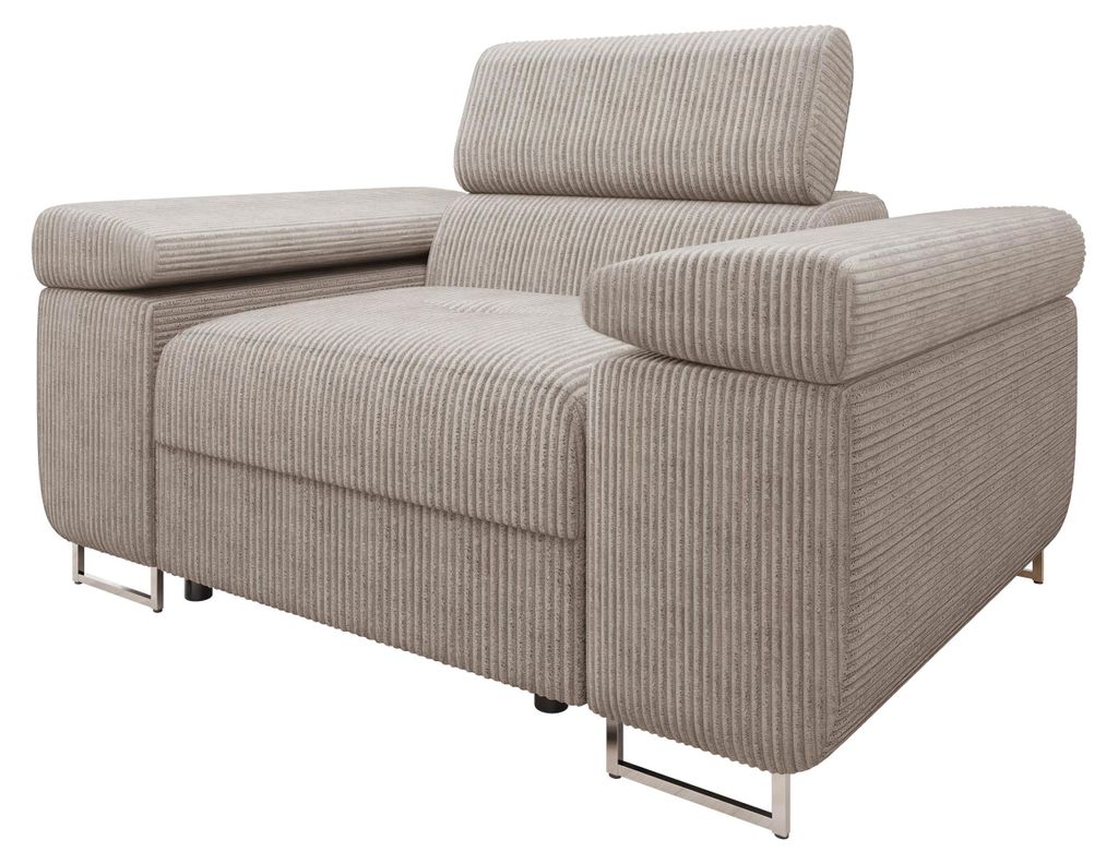 MIRJAN24 Sessel Torezio Cord, Polstersessel mit Einstellbare Kopfstützen, Wohnzimmer, 134x102x70-90 cm (Farbe: Poso 03)