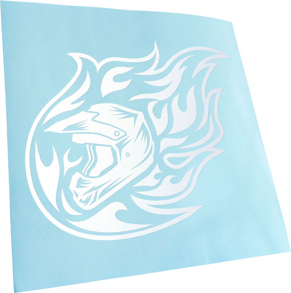 Kiwistar - Autoaufkleber - Motocross Helm Flammen - Mattweiss - 24x20cm - Aufkleber für Auto, Laptop, Fahrrad, LKW, Motorrad mehrfarbig JDM Decal ...
