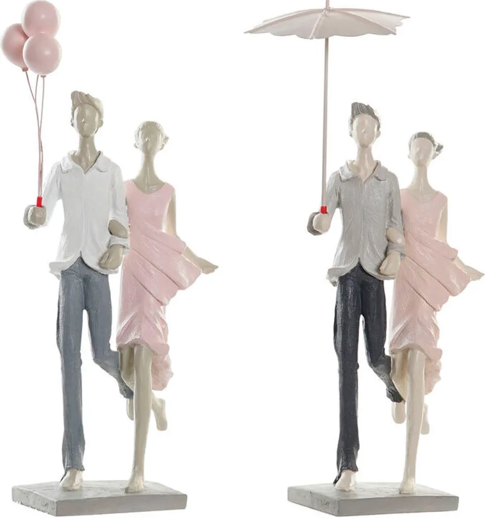 Déco de Table Mariage Figurine Couple Gris Rose 37cm DKD Home Decor