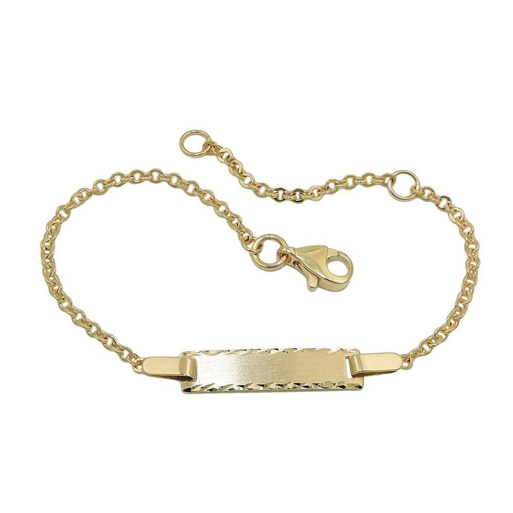 Schildarmband 18mm mattiert diamantiert 9Kt GOLD 15cm gold 1,8mm