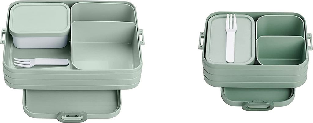 Mepal 2-tlg Bento-Lunchboxen Set Klein/Groß Take A – Brotdose mit Fächern, geeignet für bis zu 4 BZW. 8 Butterbrote, TPE/pp/abs, 0 mm Nordic Sage