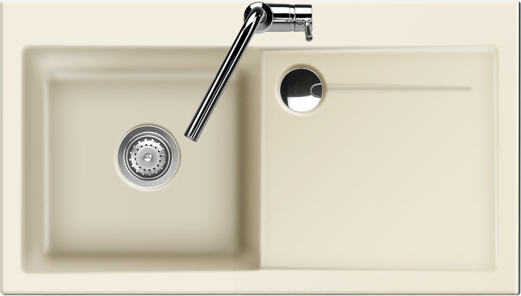 Flächenbündige Spüle STEMA 90 F in JASMIN Becken links mit Handbetätigung