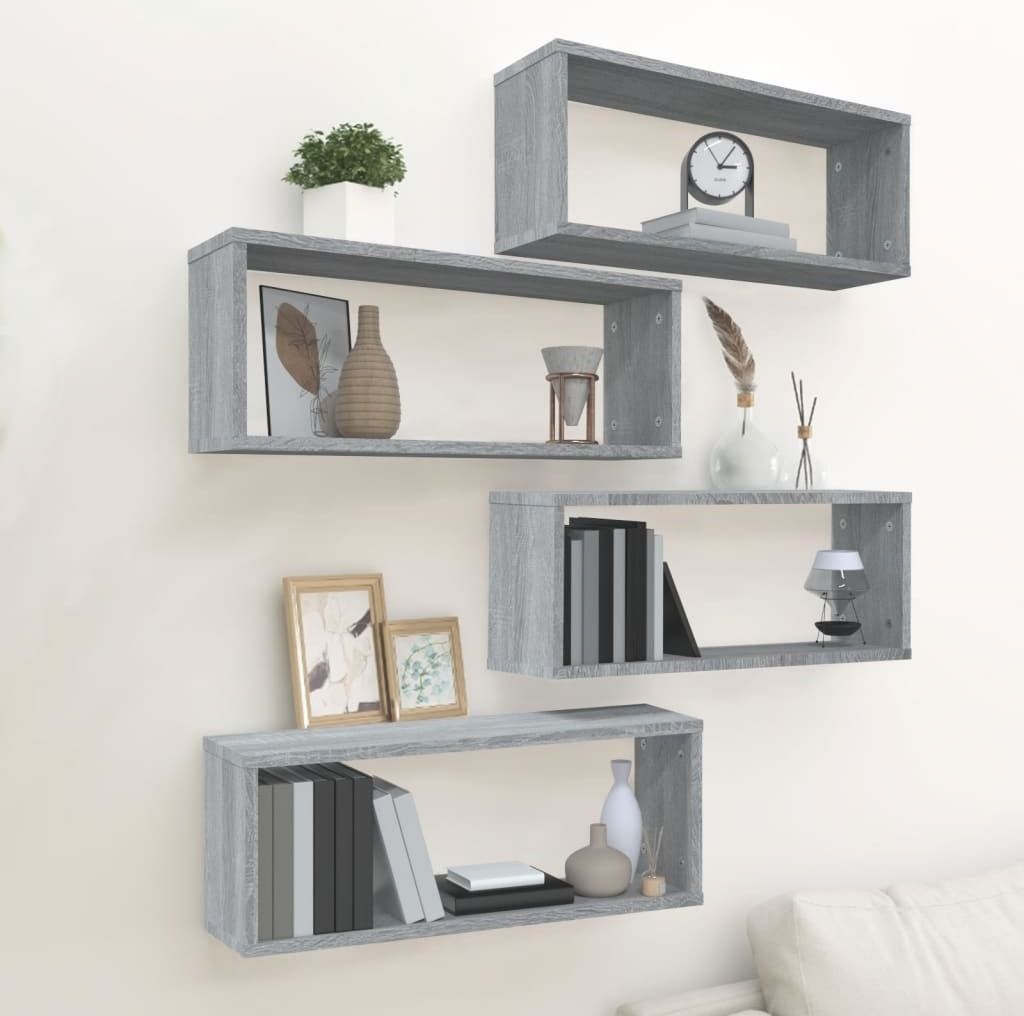 The Living Store Würfelregale 4 Stk. Grau Sonoma 60x15x23 cm Holzwerkstoff