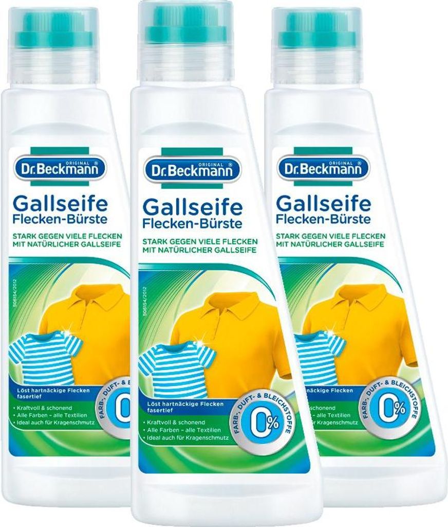 3 x Dr. Beckmann Gallseife Flecken Bürste je 250 ml Fleckenentferner