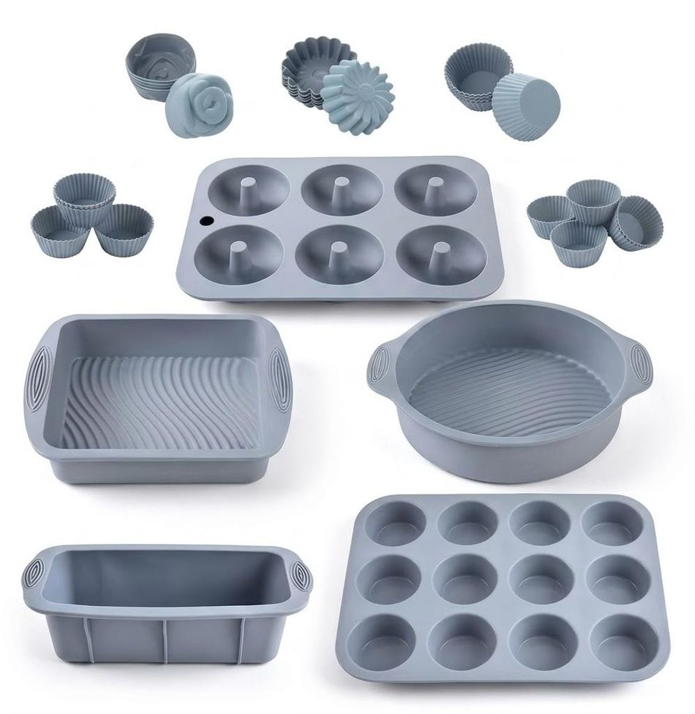 23 teiliges Silikon Backformen Set – Muffinförmchen, Kuchenformen & Pfannkuchenring – Komplettset für Backen & Dessert – BPA-frei, Antihaft...