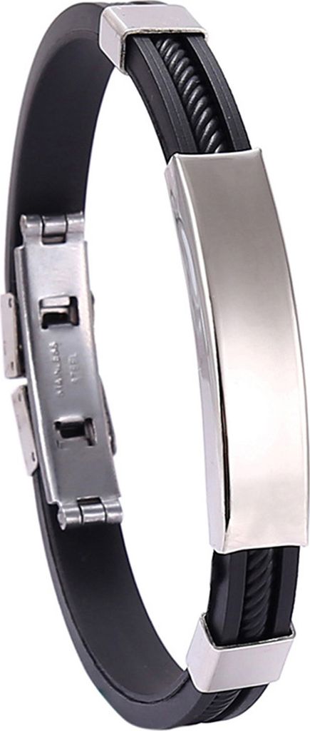 Herren-Armband, elastisches Silikon, verstellbare Schnalle, Minimalismus, Polieren, dekorative Dekoration, allergiefrei, trendiges Herren-Edelstahl...