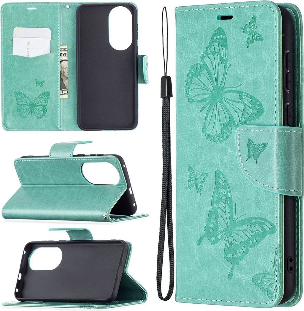 König Design Hülle kompatibel mit Huawei P50 Kunstleder Handyhülle - Handy Case Grün