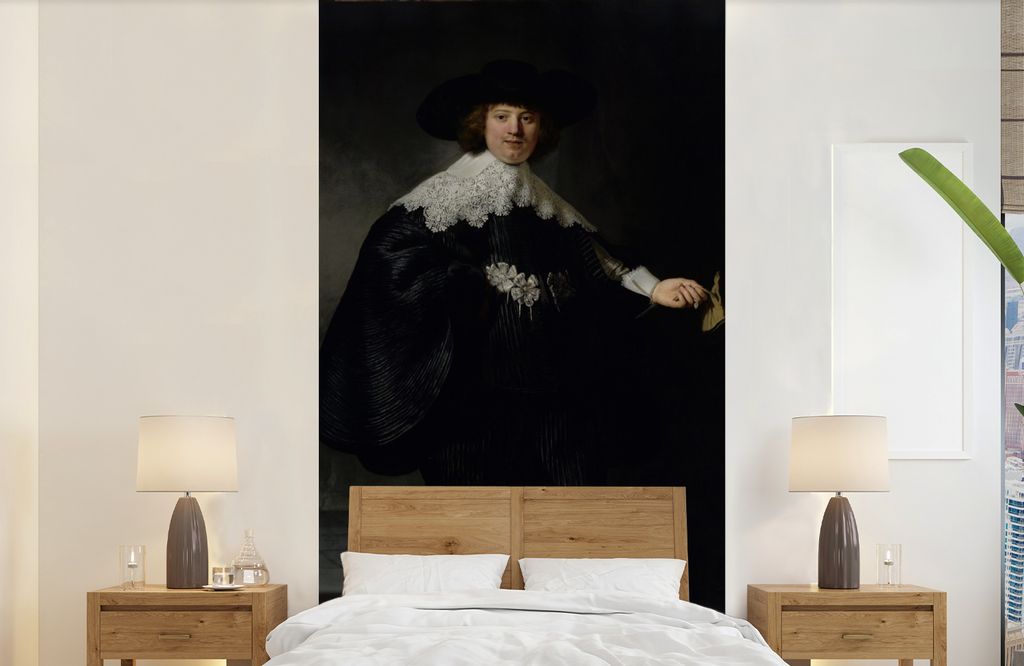 MuchoWow Fototapete für Wohnzimmer oder Schlafzimmer Wandtapete Vinyl Motivtapete Das Hochzeitsbildnis von Marten Soolmans - Rembrandt van Rijn ...