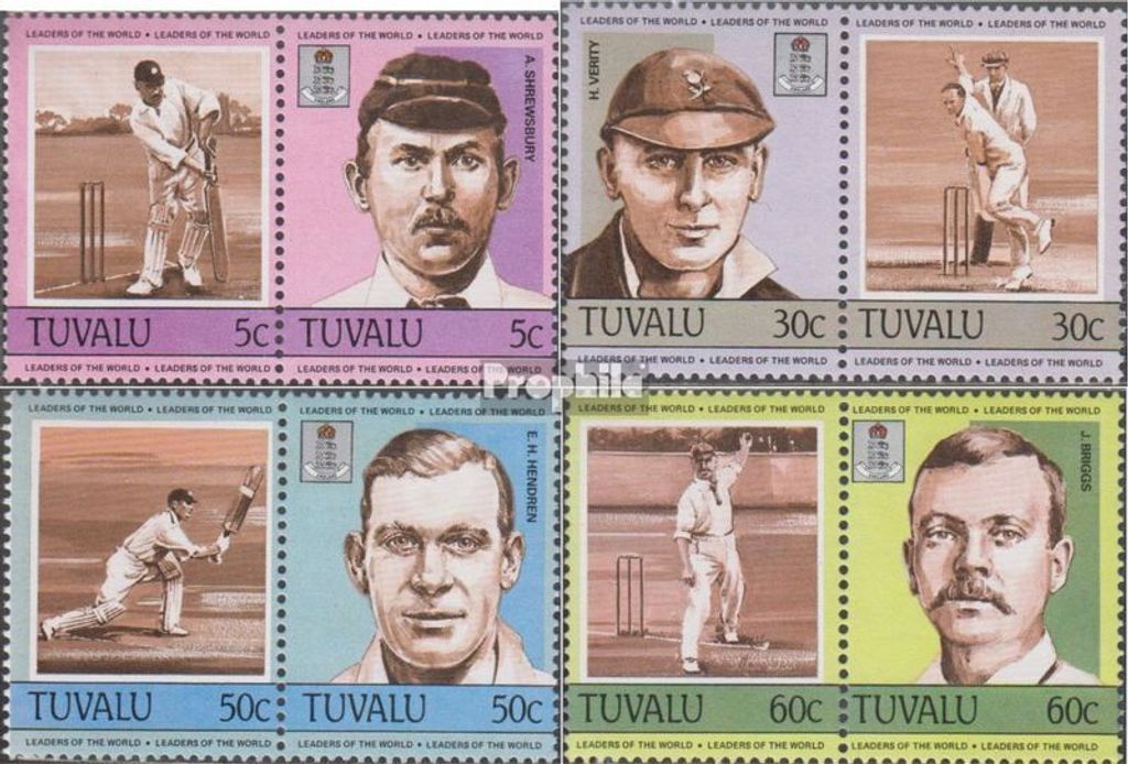 Briefmarken Tuvalu 1984 Mi 256-263 Paare (kompl.Ausg.) postfrisch Kricketspieler