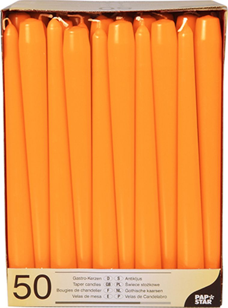 Papstar Leuchterkerzen Ø 2,2 cm 25 cm orange, 2 x 50 Stück Produktbild 