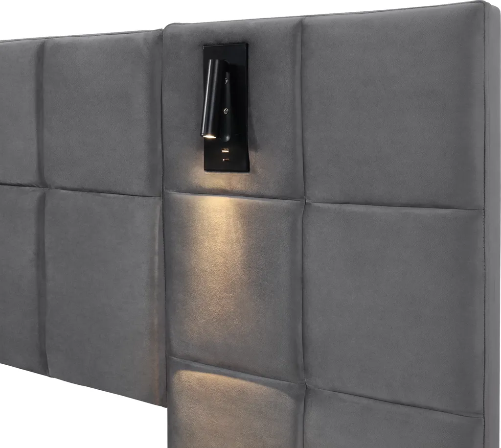 Merax Lit Boxspring 180x200cm Hydraulique avec USB et Liseuse Velours - 8