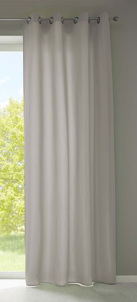 1er Set Vorhänge Schal Ösen »Berlin« HxB 245x140 cm Stein Blickdicht Microsatin Lichtdurchlässig Uni Matt, 20405N