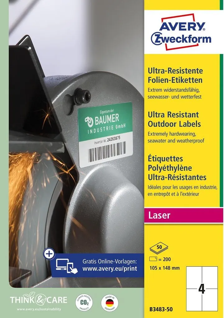 Étiquette autocollante pour marquage durable Avery Blanche 200 exemplaires