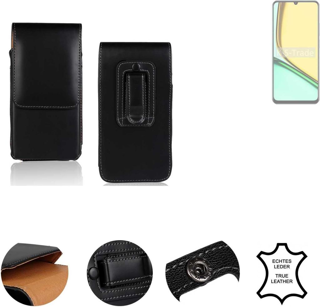 K-S-Trade Holster Gürteltasche Handy Hülle Schutzhülle kompatibel mit Realme Note 60 Handyhülle Leder schwarz, 1x
