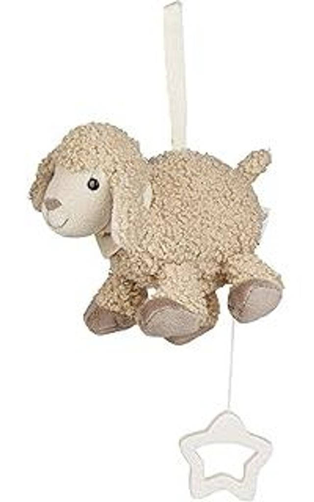 Sterntaler Spieluhr S Schaf Flocke - Baby Spieluhr aus weichem Stoff - Kuscheltier zum Anbinden Dank herausnehmbarer Spieluhr waschbar, Einschlafhi...