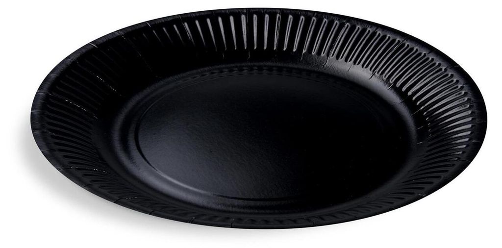 40x Pappteller Partyteller rund Ø23cm fettdicht schwarz Produktbild 