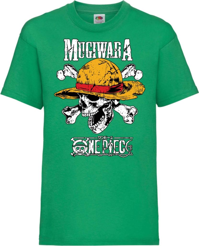 Kinder T-Shirt One Manga Piece Anime 06 Mugiwara, 9-11 Jahr - 140 / Grün