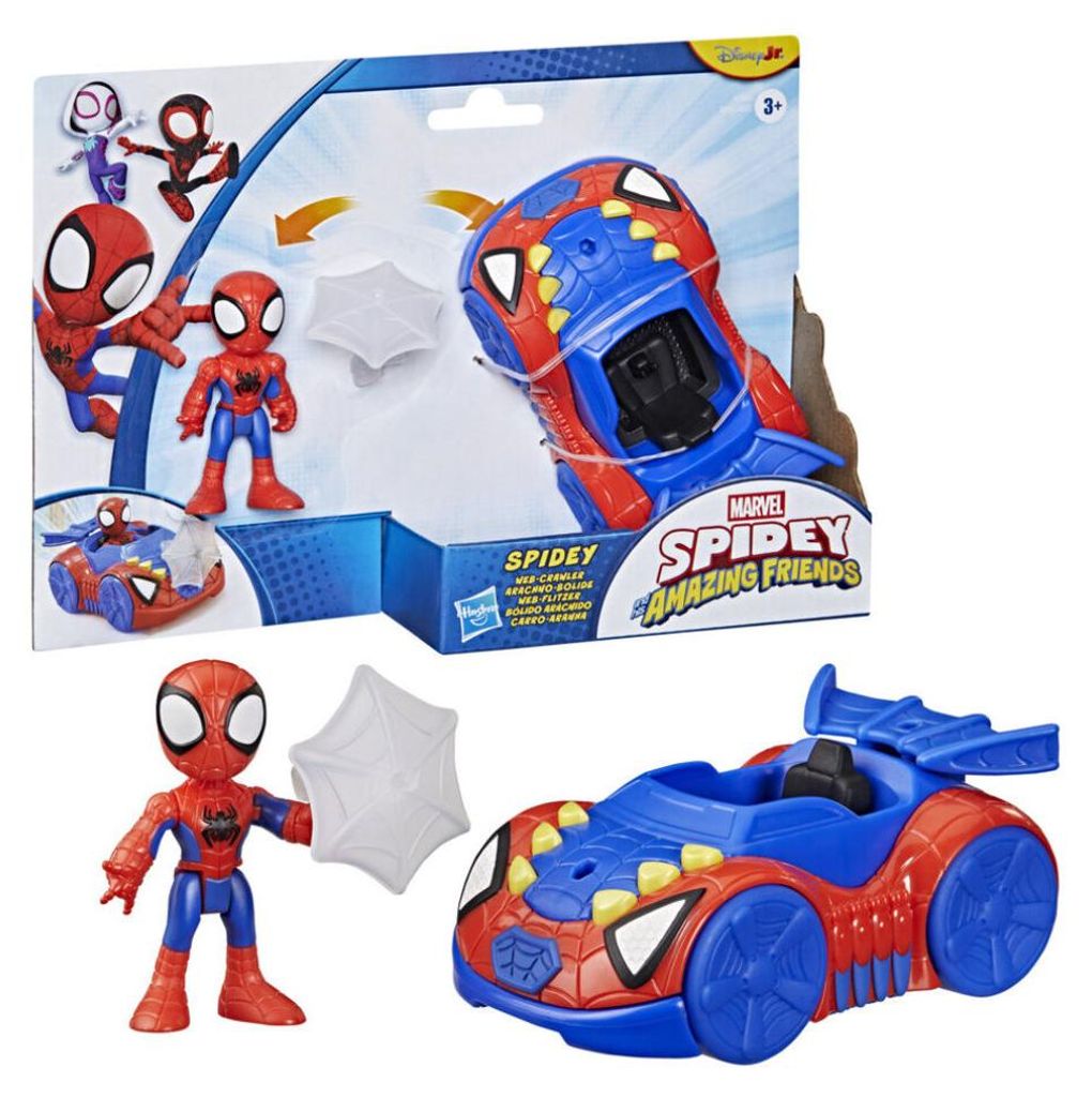 Marvel Spidey und Seine Super-Freunde Spidey Web-Flitzer Spielzeugauto mit Action-Figur (7,6 cm) und Accessoire, Superhelden-Spielzeug für Kinder ...