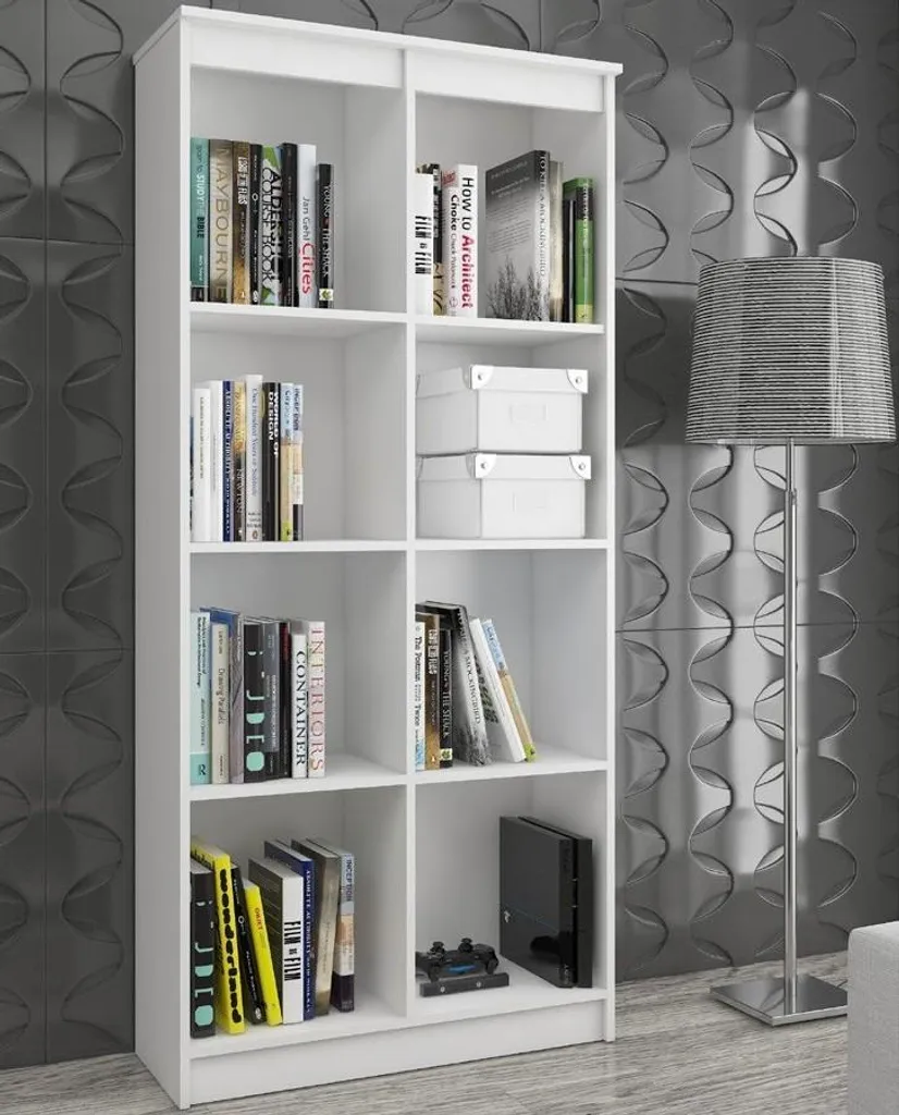Meuble bibliothèque VALESTRA blanc pour ranger livres et objets déco