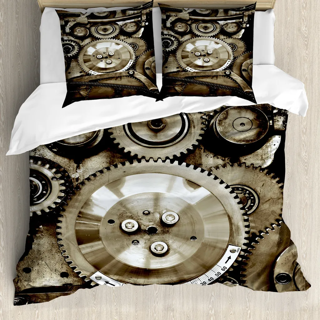 Copripiumino ABAKUHAUS Gears 200x200: Stile Industriale e Comfort Antiacaro