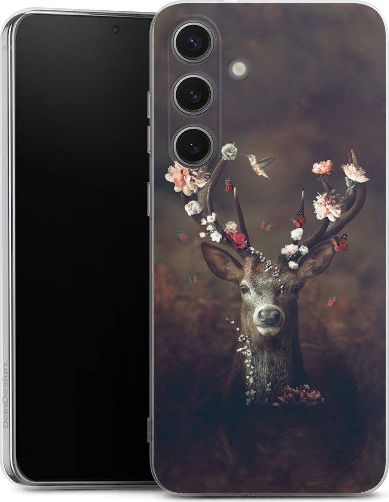DeinDesign Handyhülle für Samsung Galaxy S25+ Silikon Hülle Case Smartphone Schutzhülle Blumen Rehe Rentier