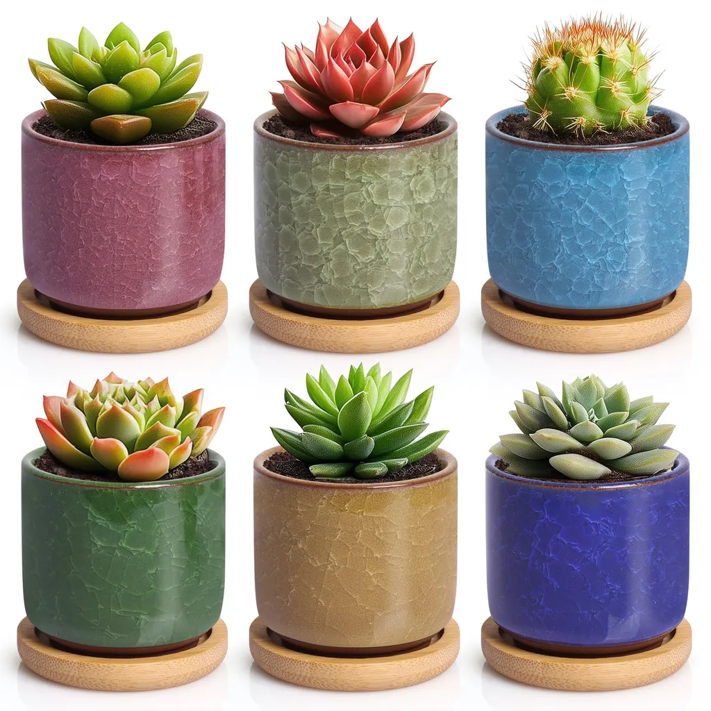 Pots de Fleurs Décoratifs pour Bureau et Intérieur, Céramique, Lot 6