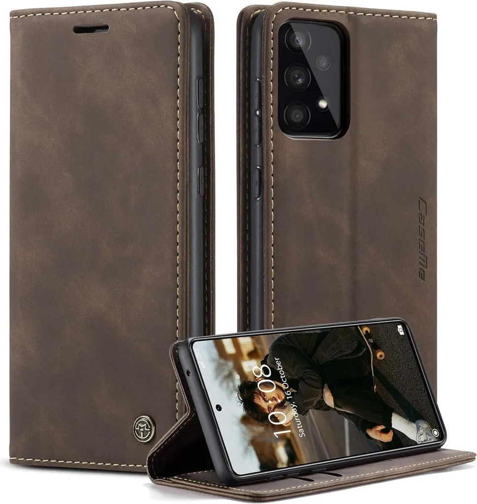 Custodia Samsung Galaxy A53 5G Pelle Caffè - Flip Cover con Stand e Magnete