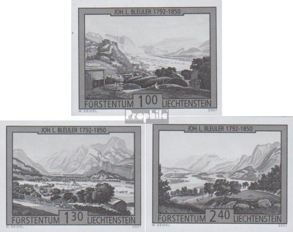 Briefmarken Liechtenstein 2007 Mi 1448S-1450S (kompl.Ausg.) Schwarzdruck postfrisch Der Rhein