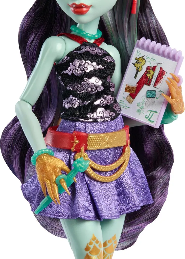 Mannequin Monster High Jinafire Long - Jouet de Mode avec Accessoires