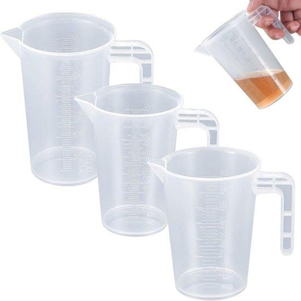 Maatbekerset mit Skala - 3 Stücke - 50 ml 100 ml 250 ml - mit Dosierhilfe für Waschmittel, Kochen, Labor
