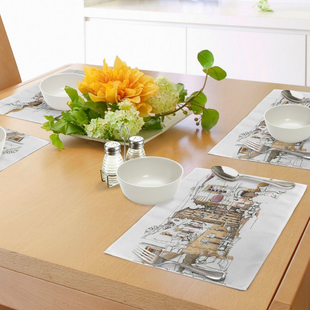 ABAKUHAUS Modern Platzmatten, Anstrich künstlerischer flüchtiger Entwurf wie Entwurf mit Straßenansicht-Haus-Draht-Grafik-Druck, Digitaldruck au...