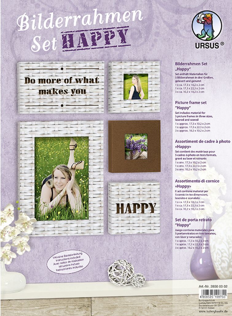 URSUS Bilderrahmen Set "Happy" Rattan Optik