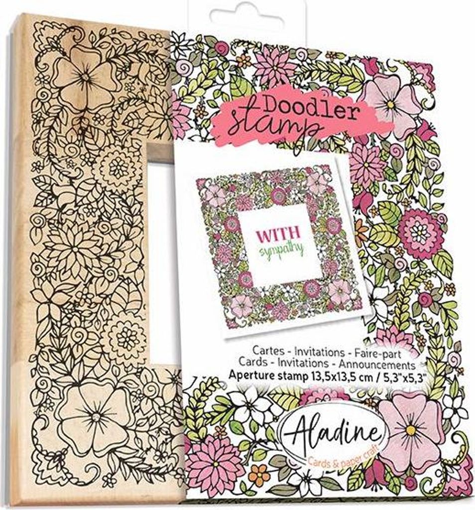 Aladine Holzstempel Frühlingsblumen - Kreativer Hobby Stempel 13,5x13,5 cm