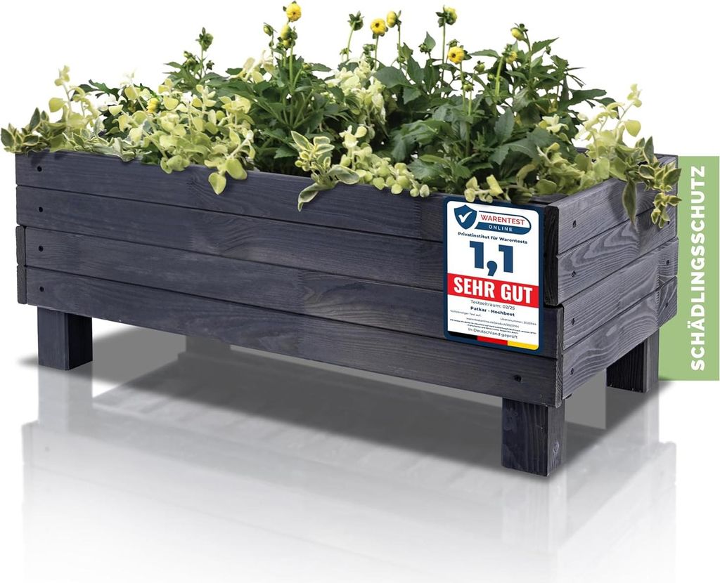 PATKAR Pflanzkasten Outdoor XXL Holz-Pflanzkübel mit Schädlingsschutz 45x85x35cm - Europe