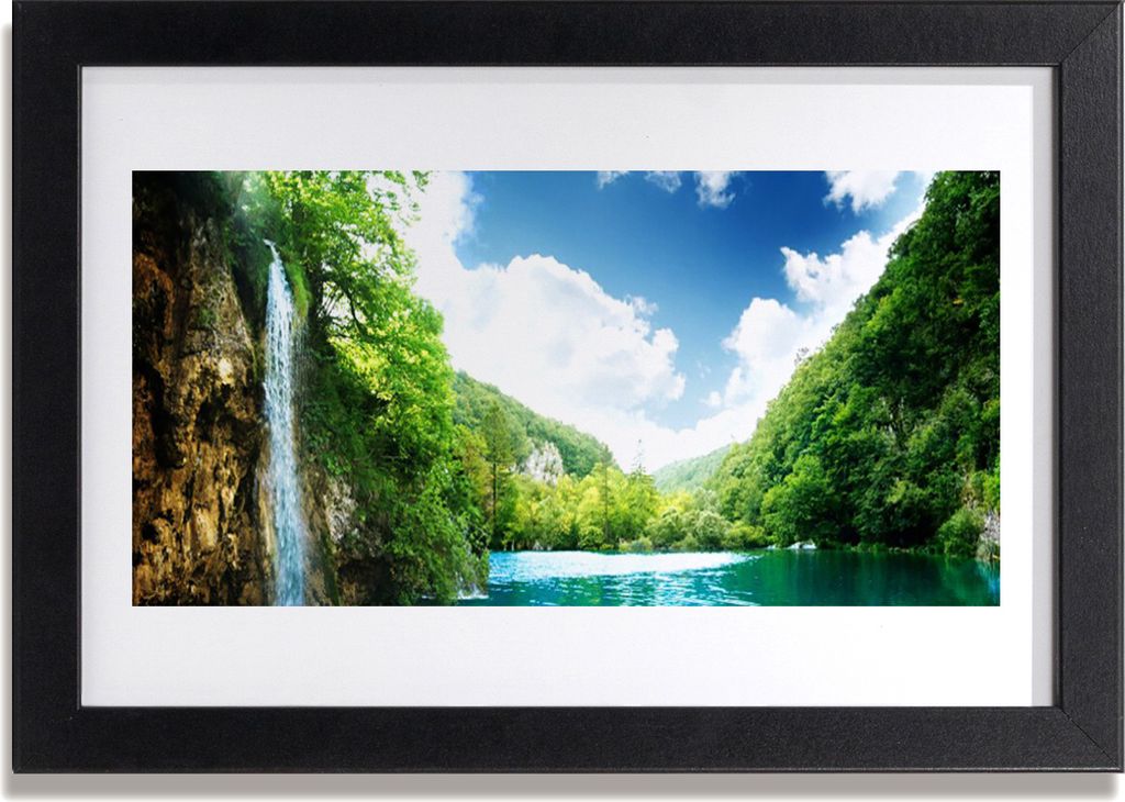 Bild 30x20 MDF-Rahmen Wandkunst Forest Lake Mountain Nature
