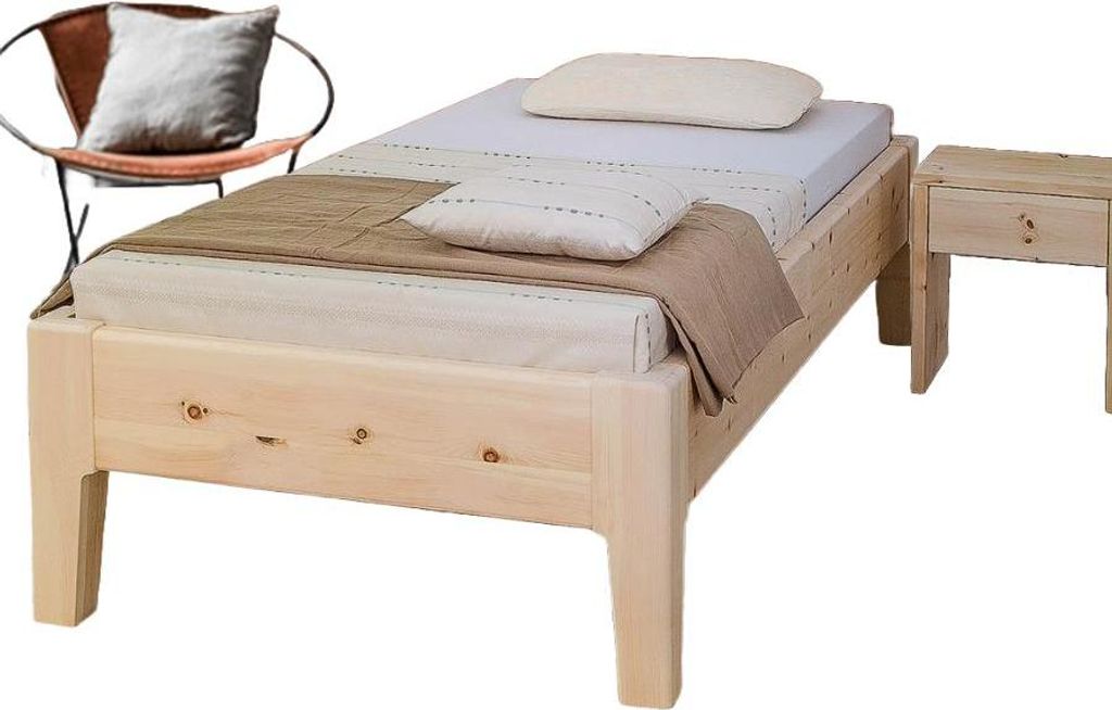 Einzelbett Regine 120x200 Metallfrei Zirbe ohne Kopfteil