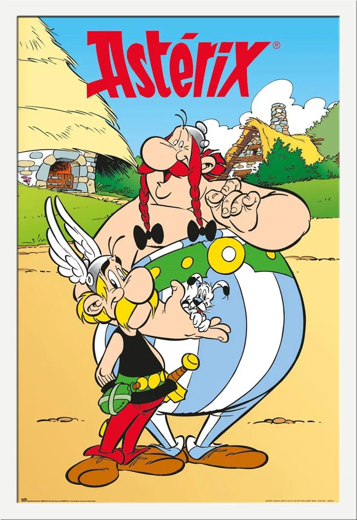 Asterix e Obelix Poster Villaggio Gallico con Cornice Shinsuke Bianca