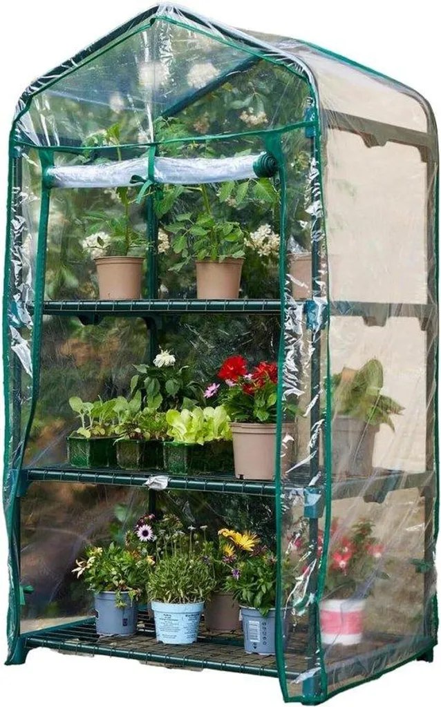 Mini abri de jardin à 3 niveaux 70x47x126 cm avec toit amovible en PVC