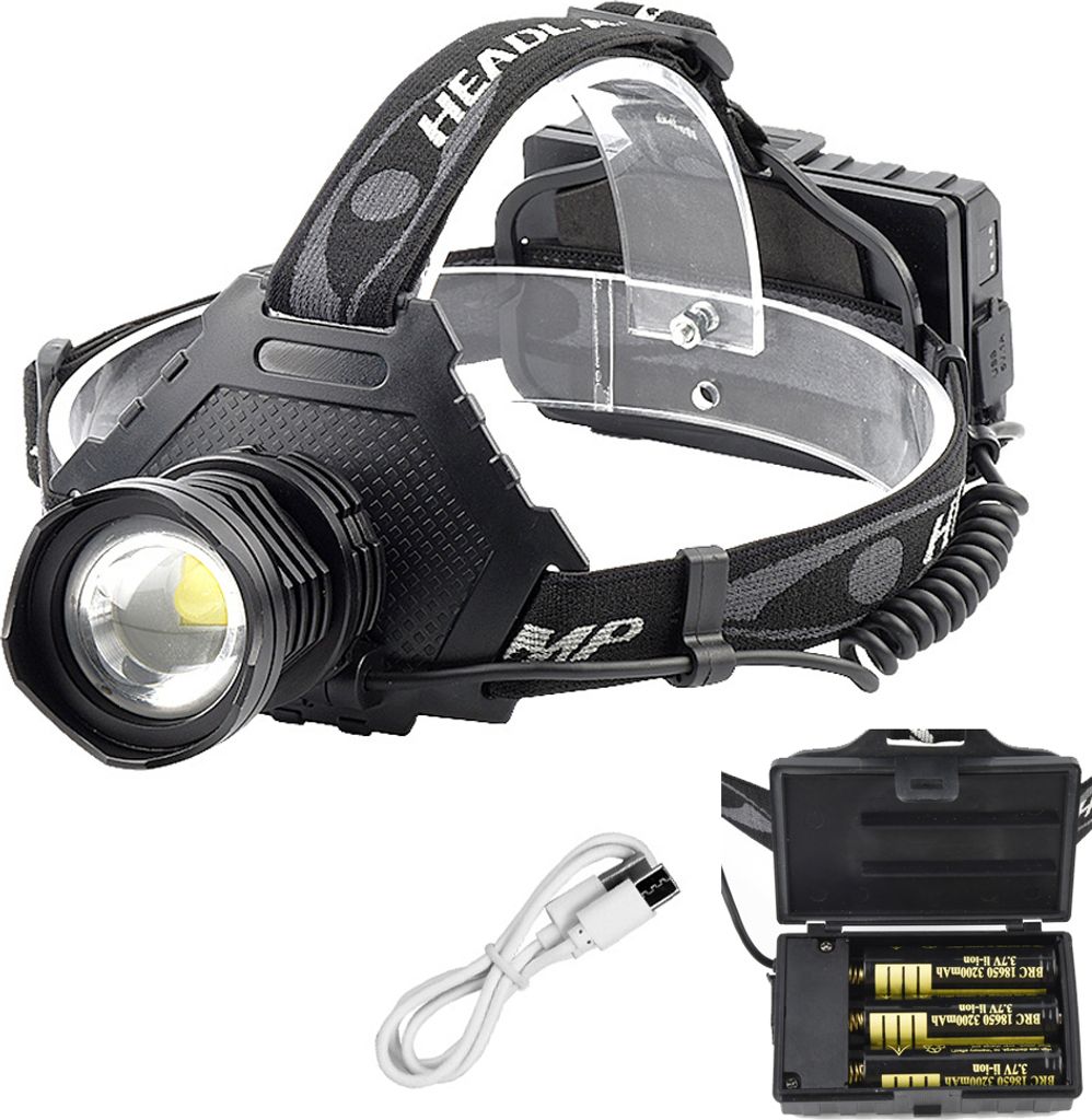 LED-Stirnlampe, wiederaufladbar über USB, wasserdicht, für Camping, Jagd, Laufen, Angeln, Radfahren