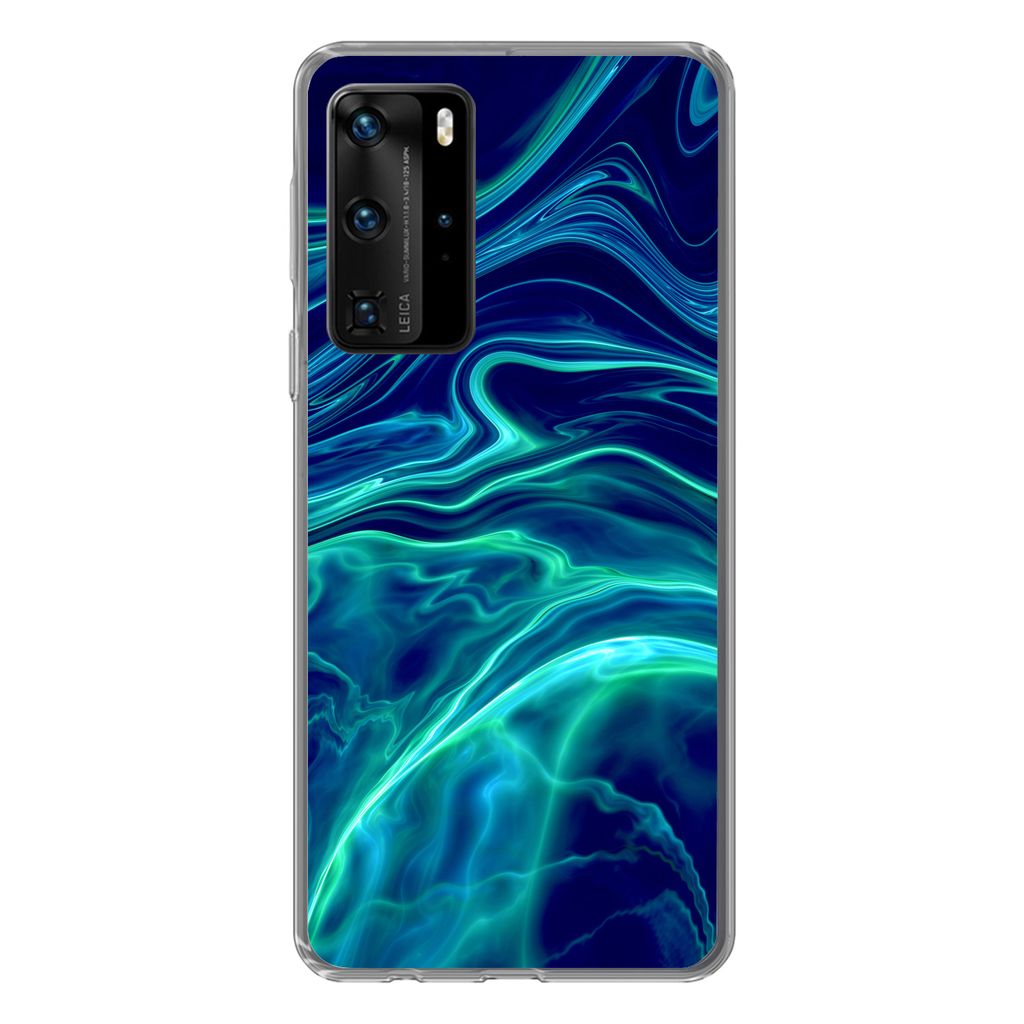 MuchoWow Handyhülle Schutzhülle Hülle für Huawei P40 Pro Abstrakt - Wellen - Design Silikon Softcase Handy Hülle - Schutz