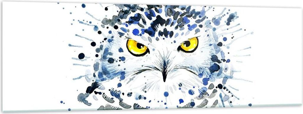 Bilder auf glas - Mode Design Eule Aquarell - 160x50cm - Glasbilder - Wandbilder - Kunstdruck - zum Aufhängen bereit - Wanddekoration aus Glas - G...