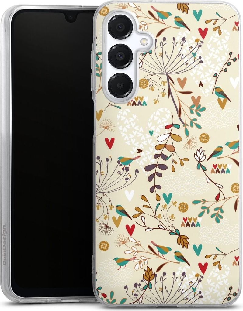 DeinDesign Handyhülle für Samsung Galaxy A16 4G Silikon Hülle Case Smartphone Schutzhülle Blumen Retro Vogel