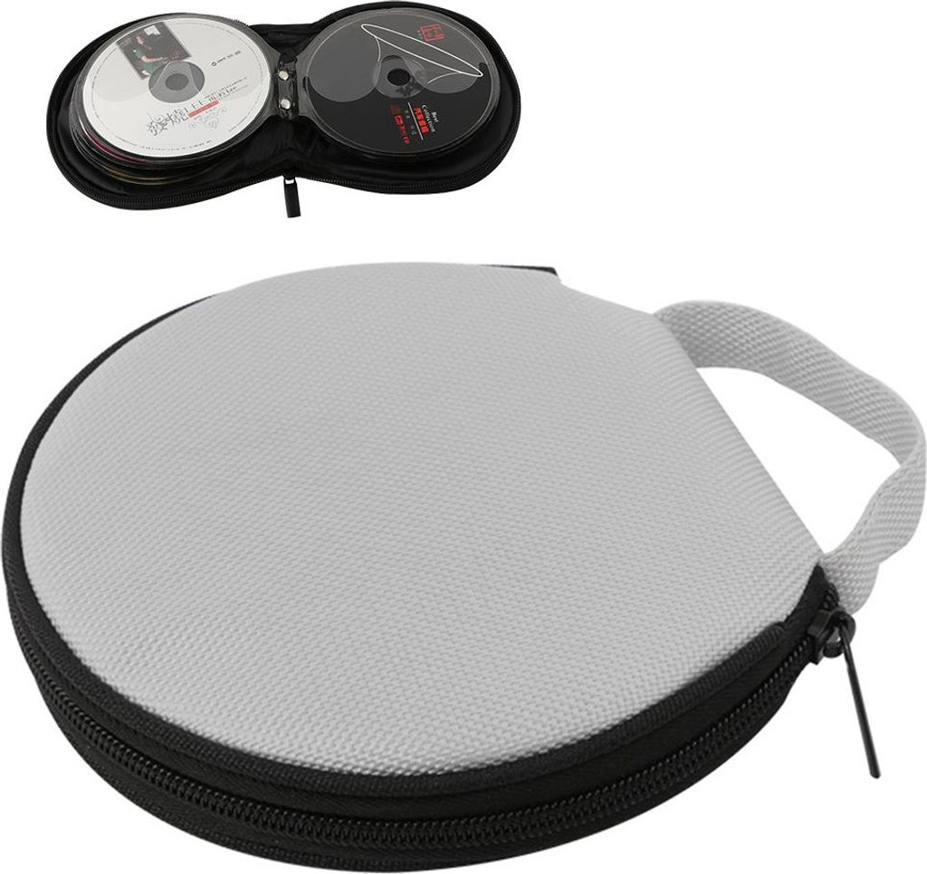 Tragbare CD/DVD-Tasche mit 20 CDs/DVDs, wasserdicht, kompakt und leicht zu verstauen für Auto, Zuhause und Reisen, Grau