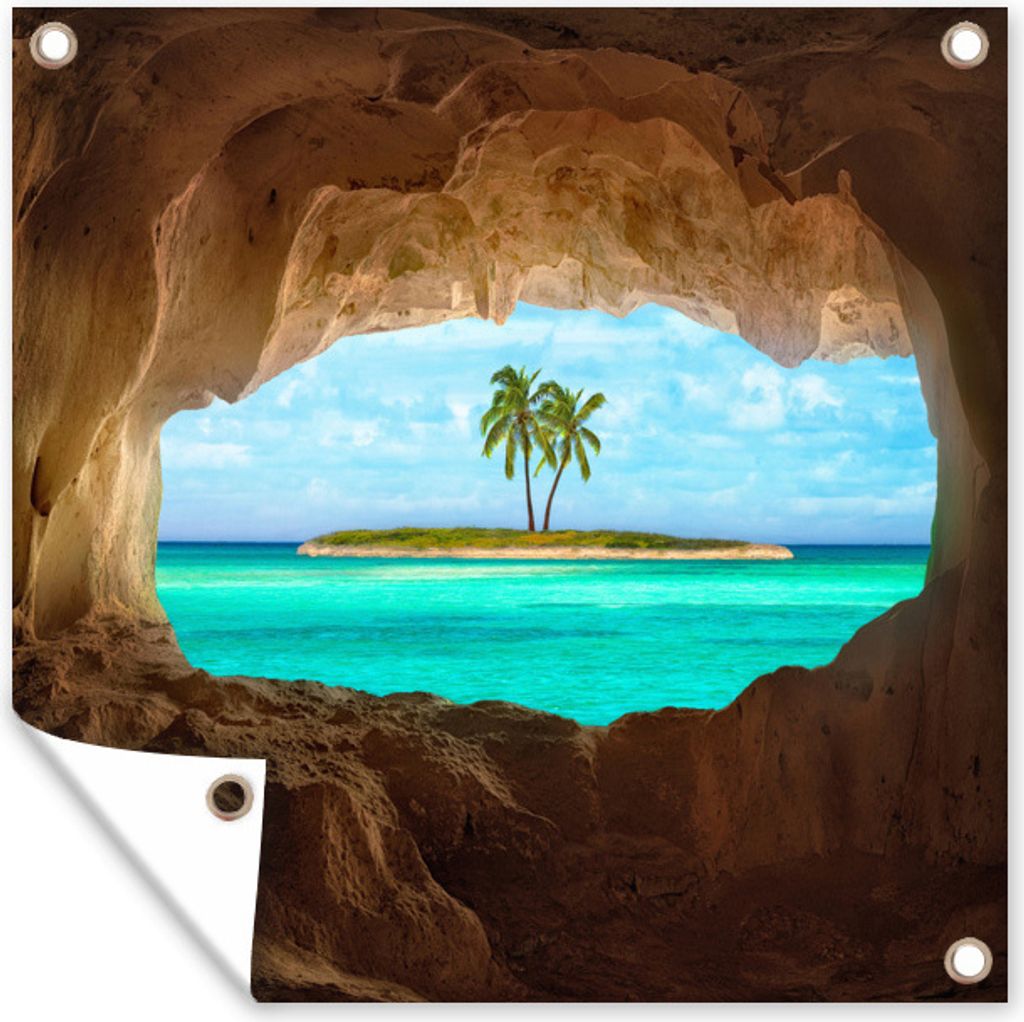 MuchoWow 40x30 cm Outdoor-Poster Gartendeko Sichtschutz Garten Poster für den Garten Tropisch - Wasser - Palme