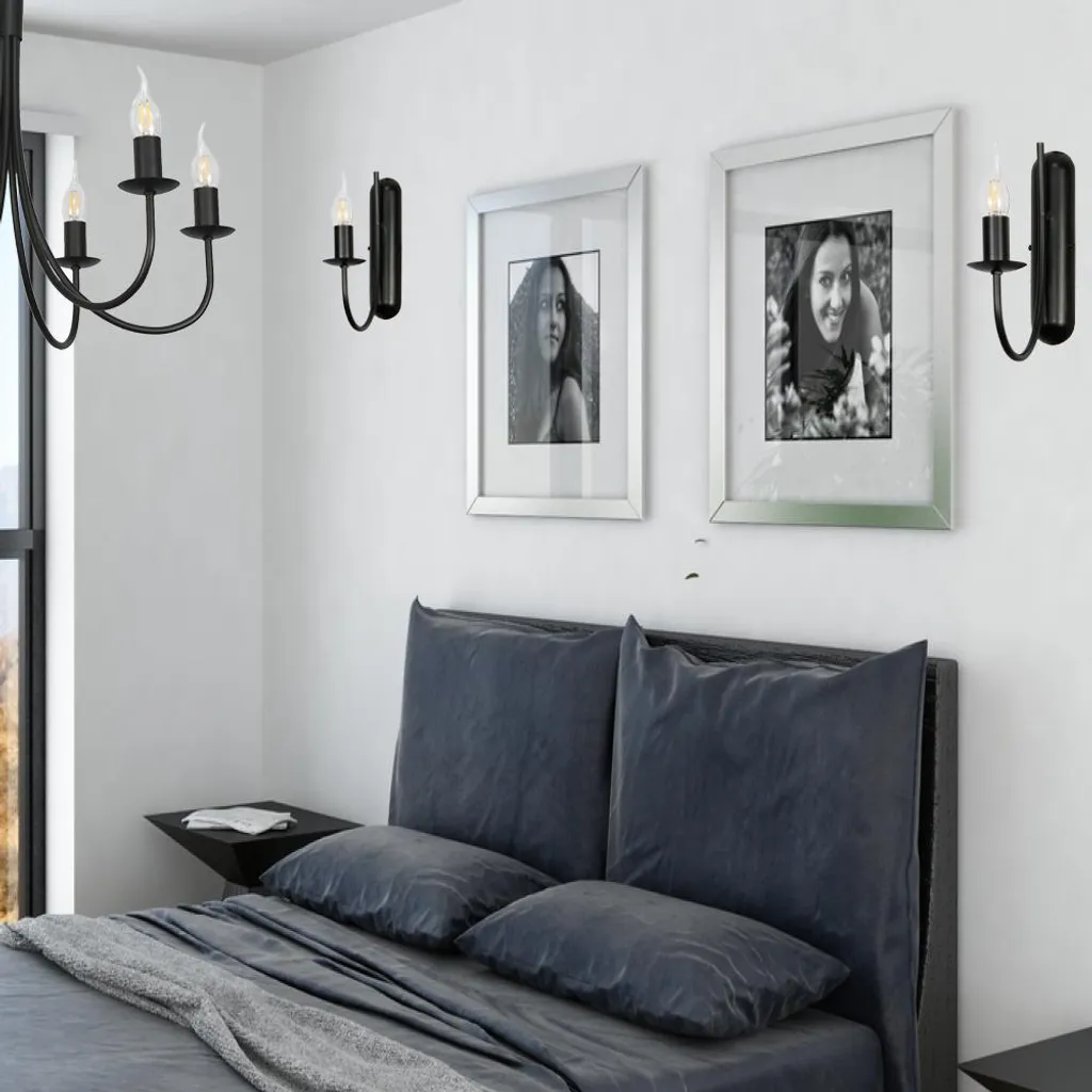 Applique LED Bougeoir Noir : Éclairage Mural Élégant et Basse Consommation