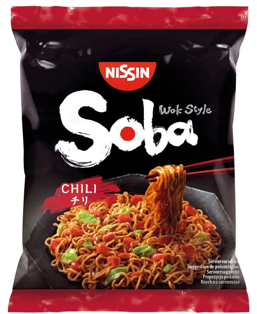 Nissin Soba Chili, Błyskawiczna z kluskami typu noodle, 111 Zdjęcie produktu 