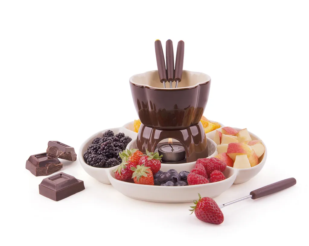 Excelsa Set Fonduta Cioccolato Ceramica 8 Pezzi Marrone per Dessert