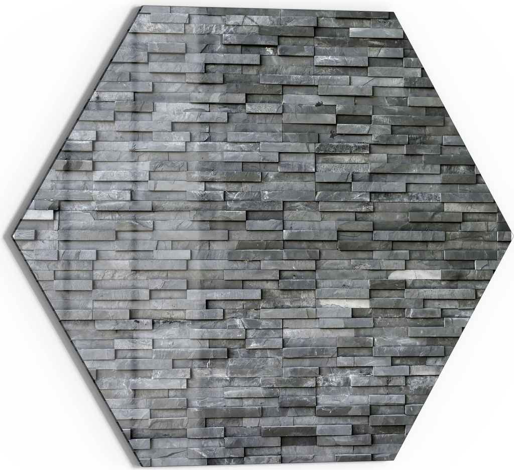 DEQORI Magnettafel Glas 40x35 cm 6-eckig 'Natursteinmauer' beschreibbar Whiteboard